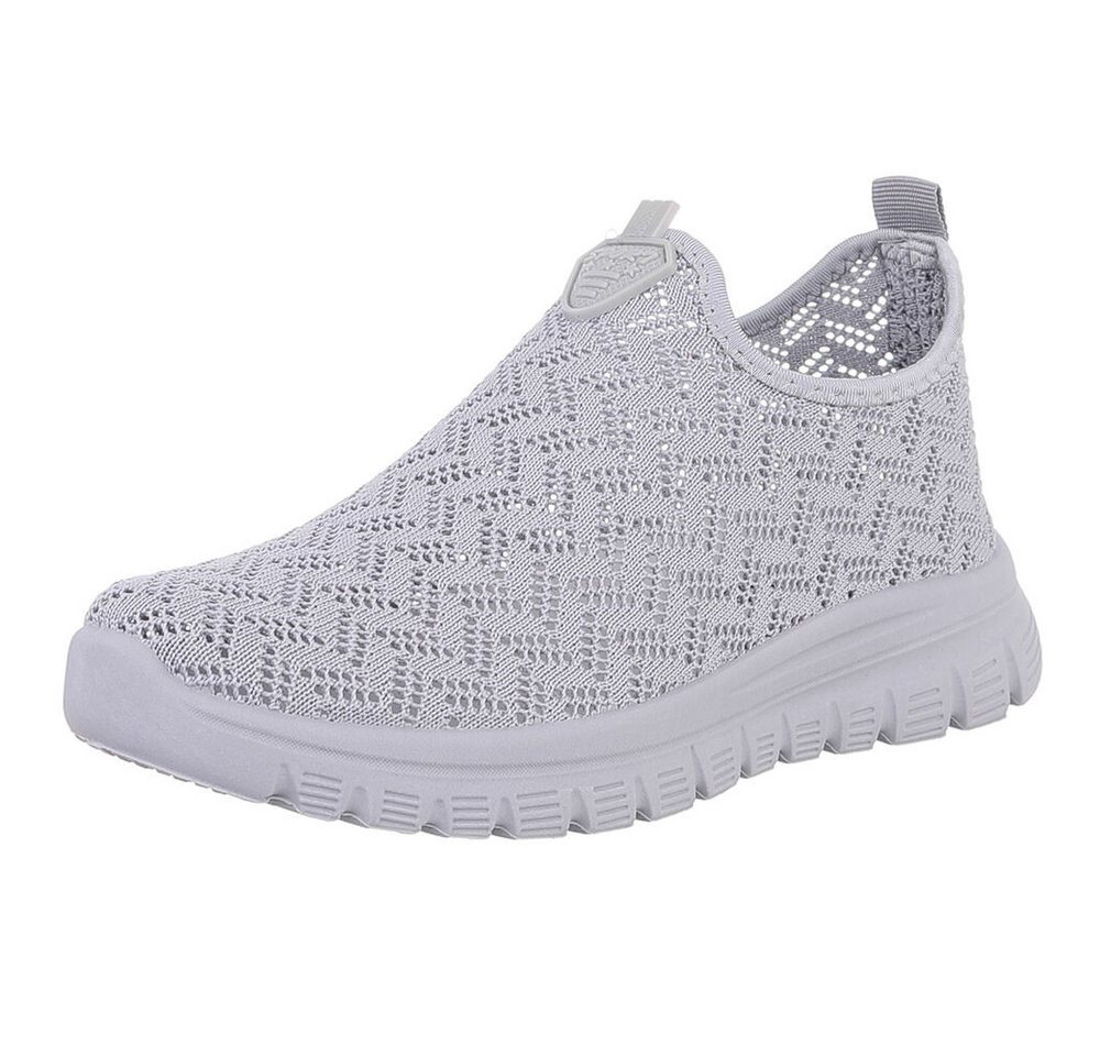 Ital-Design Sportlicher Damenschuh mit atmungsaktivem Obermaterial Slip-On Sneaker (88843493) Keilabsatz/Wedge Sneakers Low in Hellgrau
