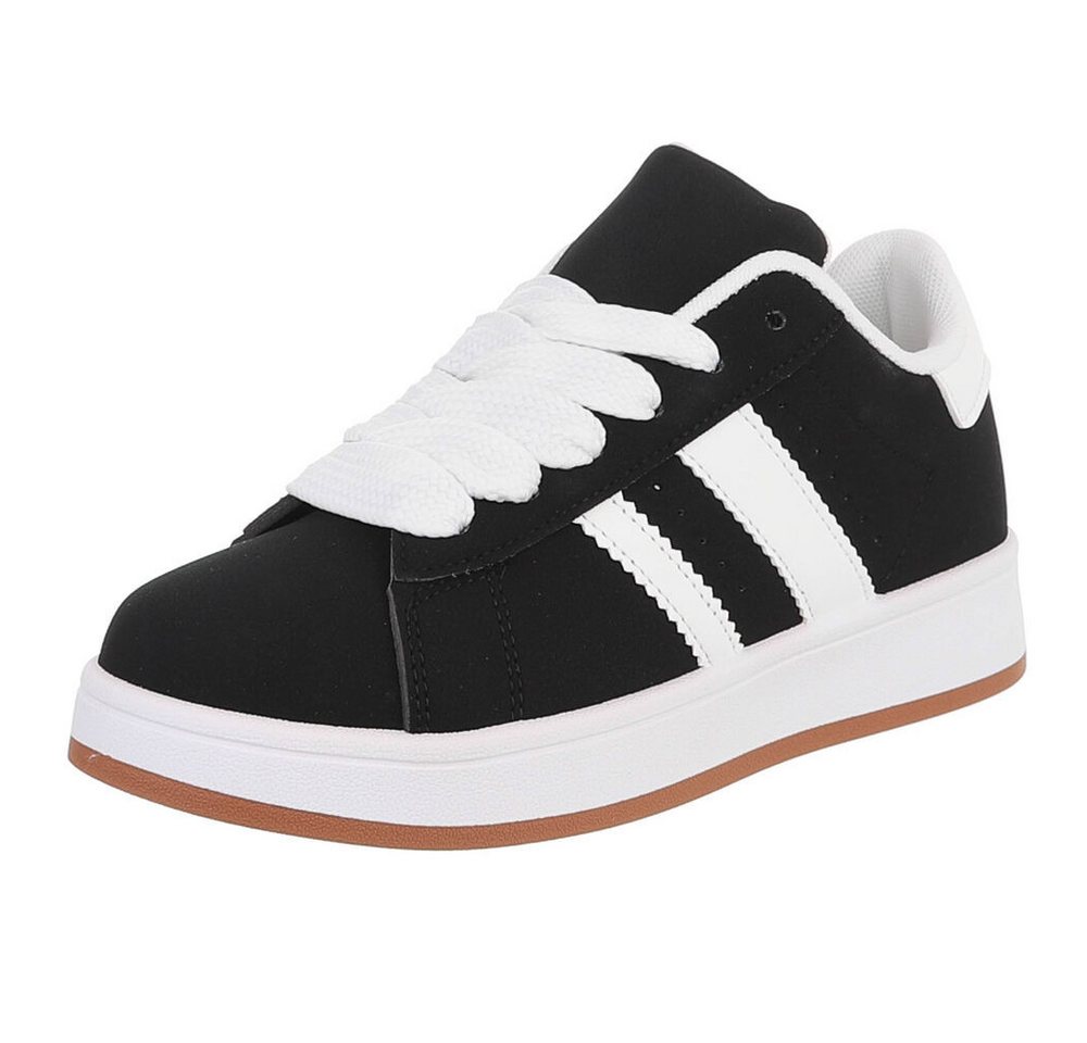 Ital-Design Sportlicher Freizeitschuh für Damen, komfortabel und stylish Sneaker (91512465) Keilabsatz/Wedge Sneakers Low in Schwarz