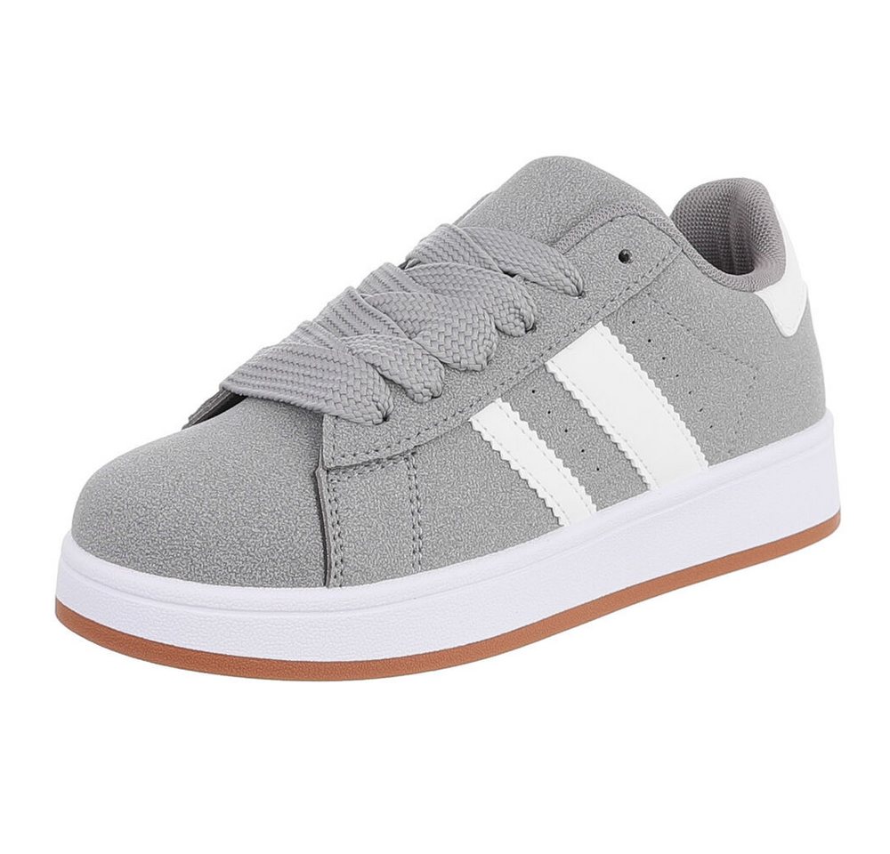 Ital-Design Sportlicher Freizeitschuh für Damen, komfortabel und stylish Sneaker (91512476) Keilabsatz/Wedge Sneakers Low in Grau