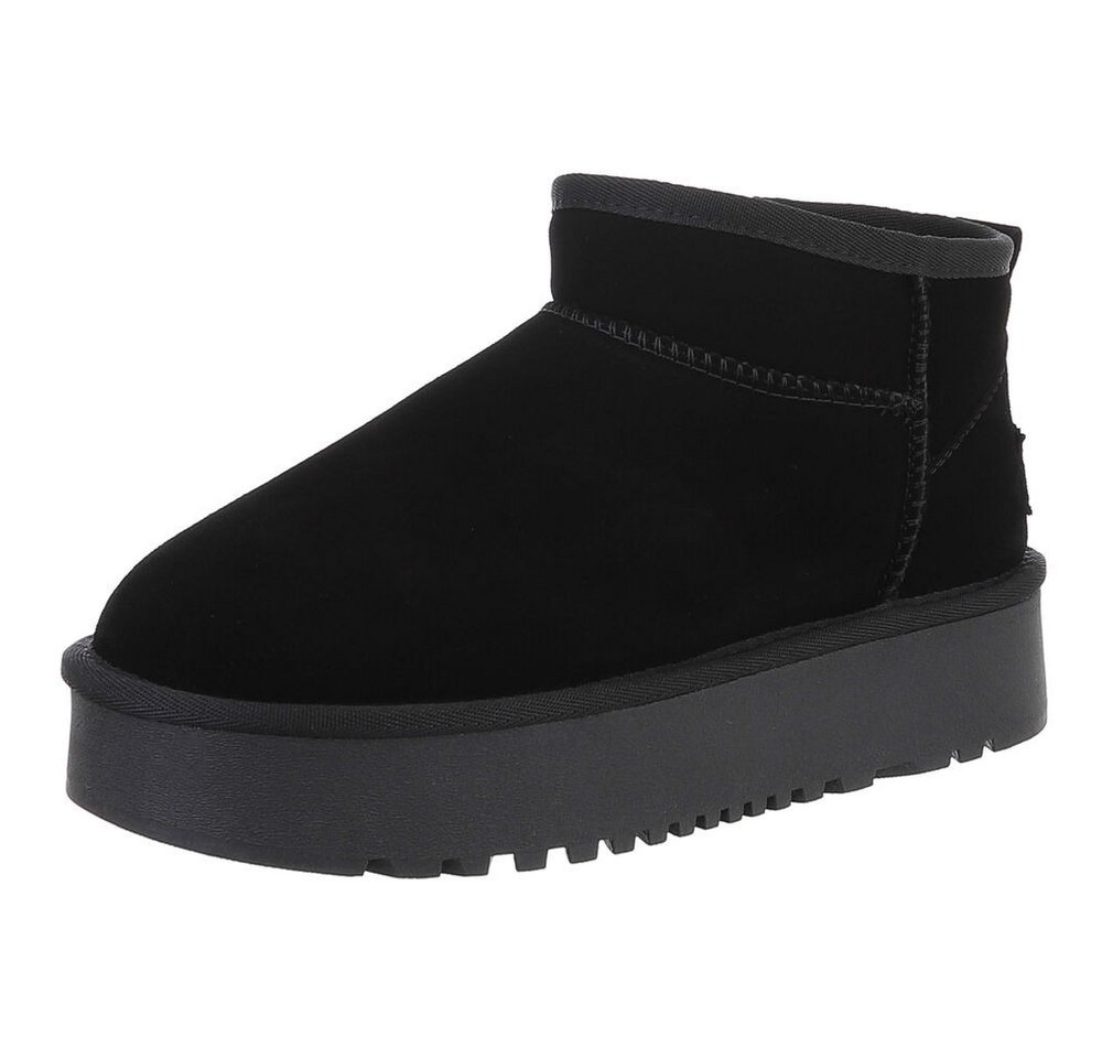 Ital-Design Stilvolle Damen-Lederschuhe für Freizeit und Alltag Snowboots (88519347) Flach Stiefeletten in Schwarz