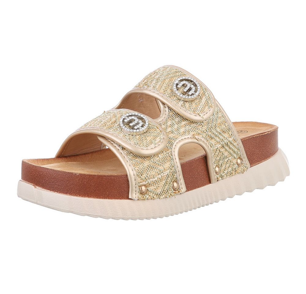 Ital-Design Stilvolle Komfortsandalen für entspannte Tage Plateausandaletten (89323180) Keilabsatz/Wedge Keilsandaletten in Gold