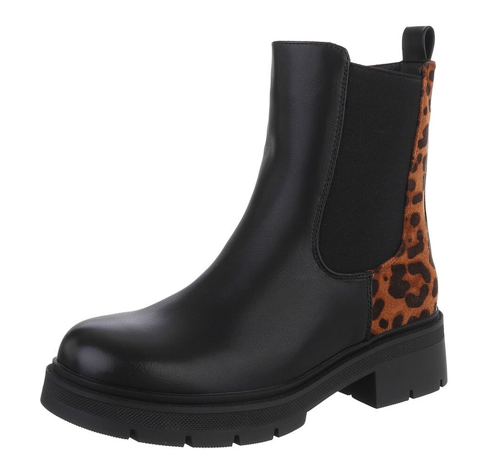 Ital-Design Stylische Chelsea-Boots mit elastischen Einsätzen für Damen Plateaustiefelette (90598569) Blockabsatz Stiefeletten in Schwarz