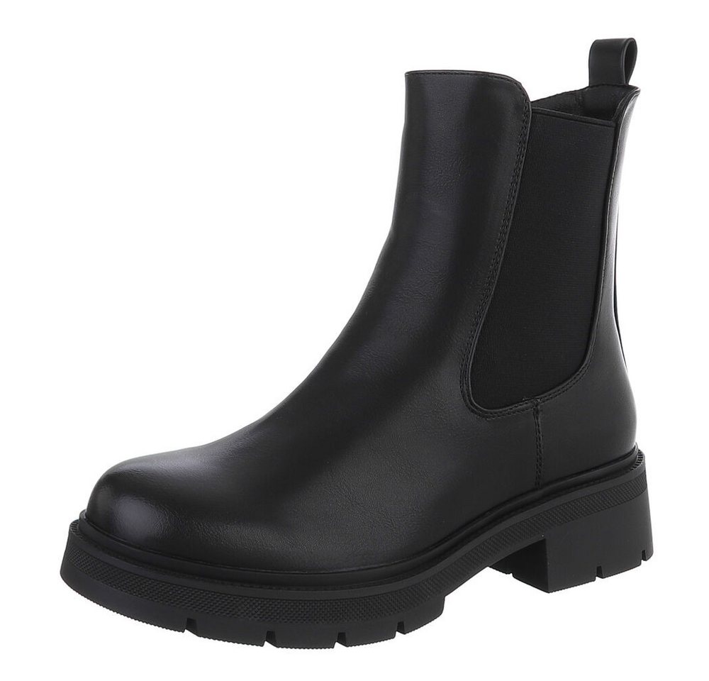 Ital-Design Stylische Chelsea-Boots mit elastischen Einsätzen für Damen Plateaustiefelette (90598576) Blockabsatz Stiefeletten in Schwarz