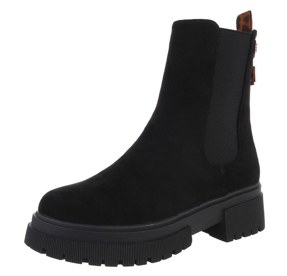 Ital-Design Stylische Chelsea-Stiefel mit flexiblem Design für Damen Plateaustiefelette (90515146) Blockabsatz Stiefeletten in Schwarz