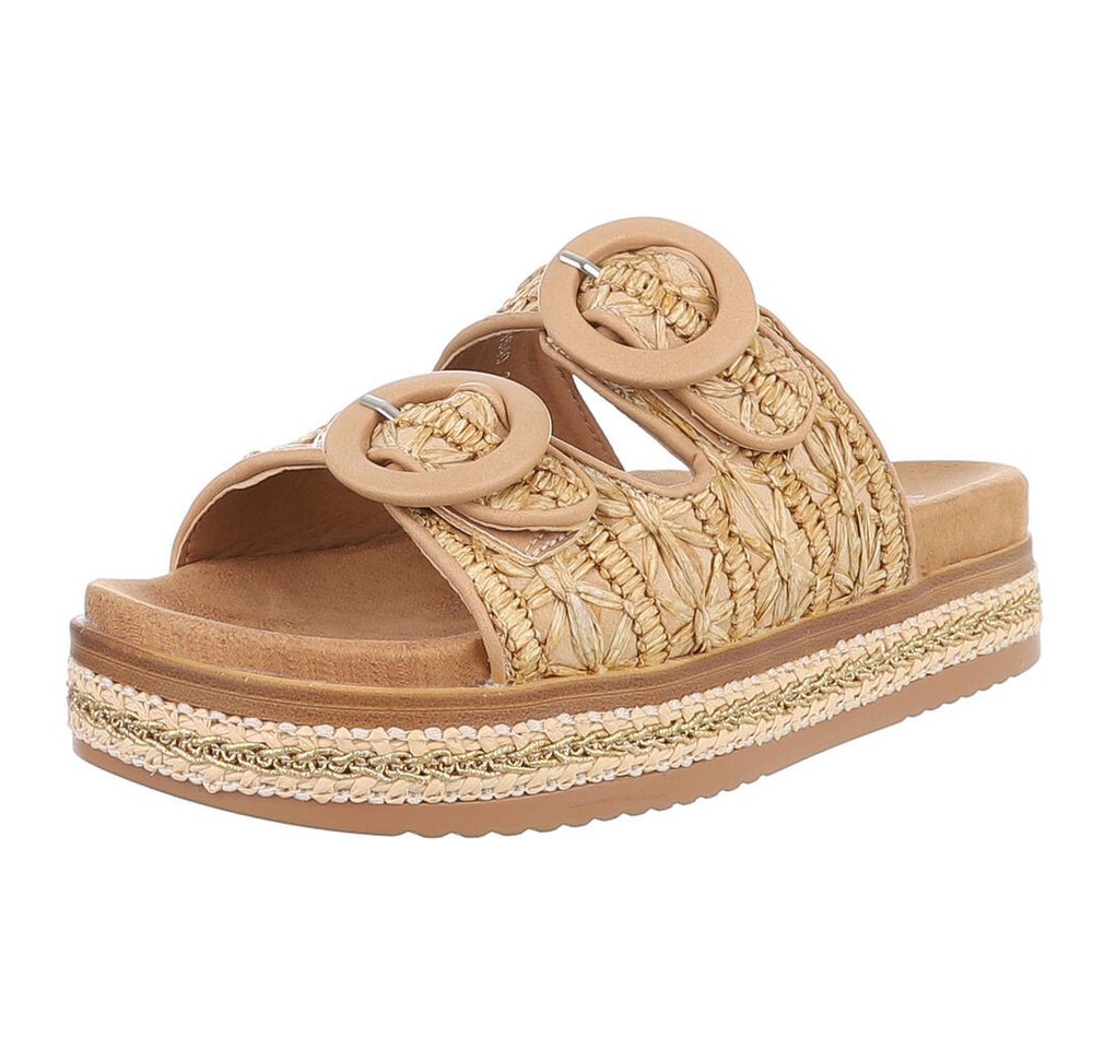 Ital-Design Stylische Damen-Sandalen mit Komfort und modischen Details Plateausandaletten (89372925) Keilabsatz/Wedge Keilsandaletten in Beige