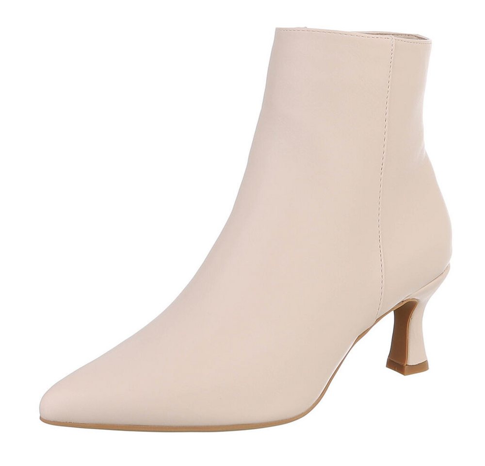 Ital-Design Stylische Damen-Stiefeletten mit Stickdetails für Alltag Stiefelette (91409471) Pfennig-/Stilettoabsatz Stiefeletten in Beige
