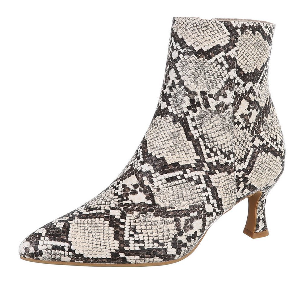 Ital-Design Stylische Damen-Stiefeletten mit Stickdetails für Alltag Stiefelette (91409481) Pfennig-/Stilettoabsatz Stiefeletten in Beige