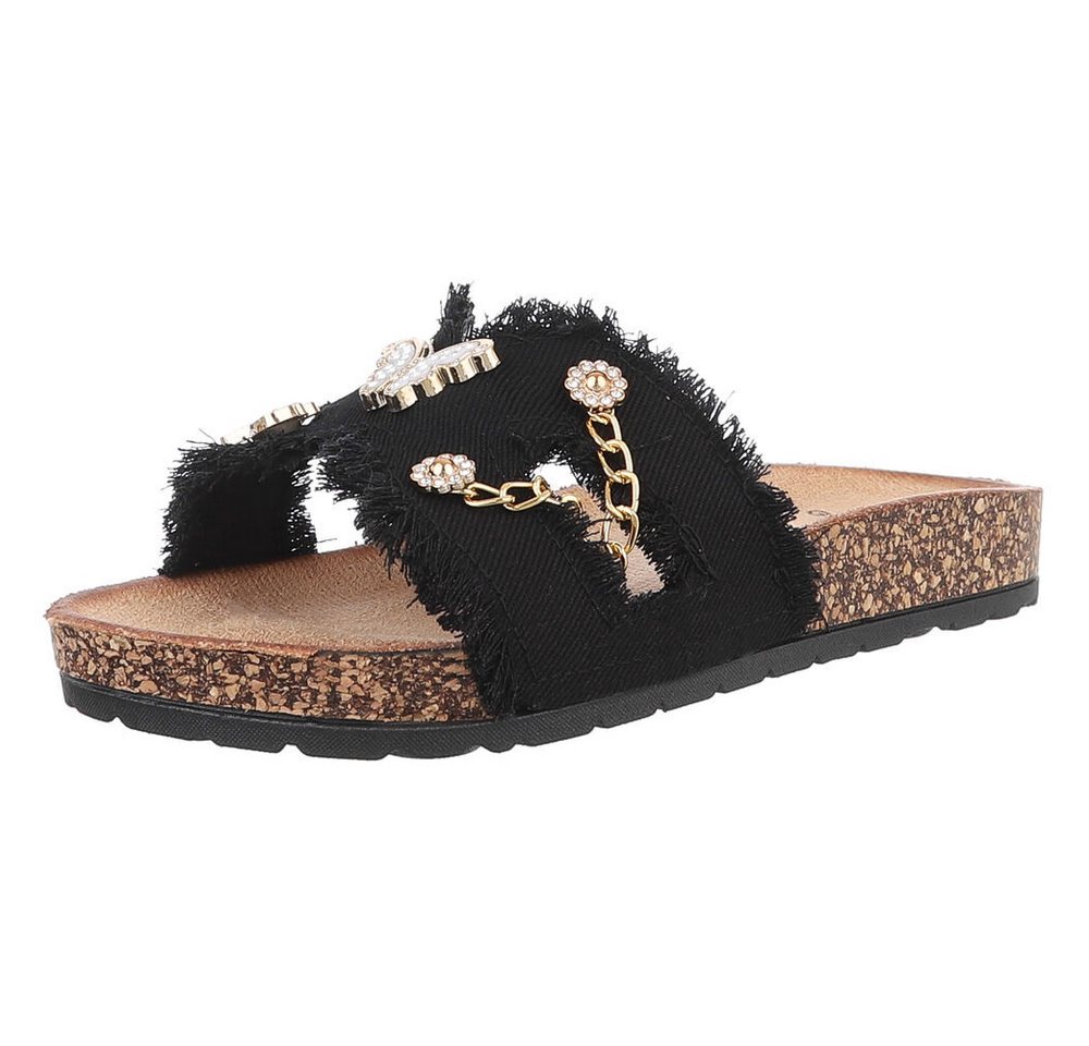 Ital-Design Stylische Sandalen mit Komfort und Eleganz Pantolette (89322707) Flach Pantoletten in Schwarz