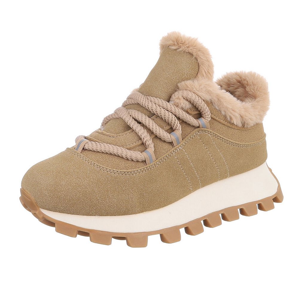 Ital-Design Stylische Sneaker mit Fütterung für Alltag und Freizeit Snowboots (90542978) Keilabsatz/Wedge Sneakers Low in Hellbraun