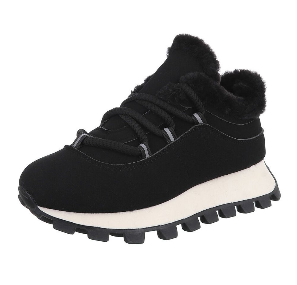 Ital-Design Stylische Sneaker mit Fütterung für Alltag und Freizeit Snowboots (90542990) Keilabsatz/Wedge Sneakers Low in Schwarz
