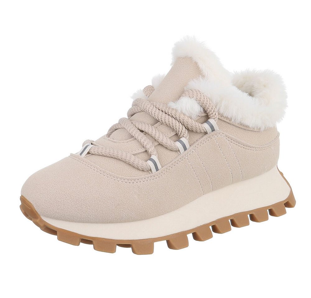 Ital-Design Stylische Sneaker mit Fütterung für Alltag und Freizeit Snowboots (90542997) Keilabsatz/Wedge Sneakers Low in Beige