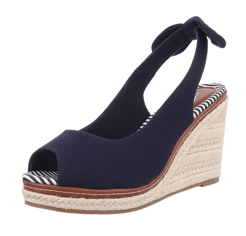 Ital-Design Stylische Wedges mit Komfort und Stil Peeptoepumps (89322671) Keilabsatz/Wedge Keilsandaletten in Dunkelblau