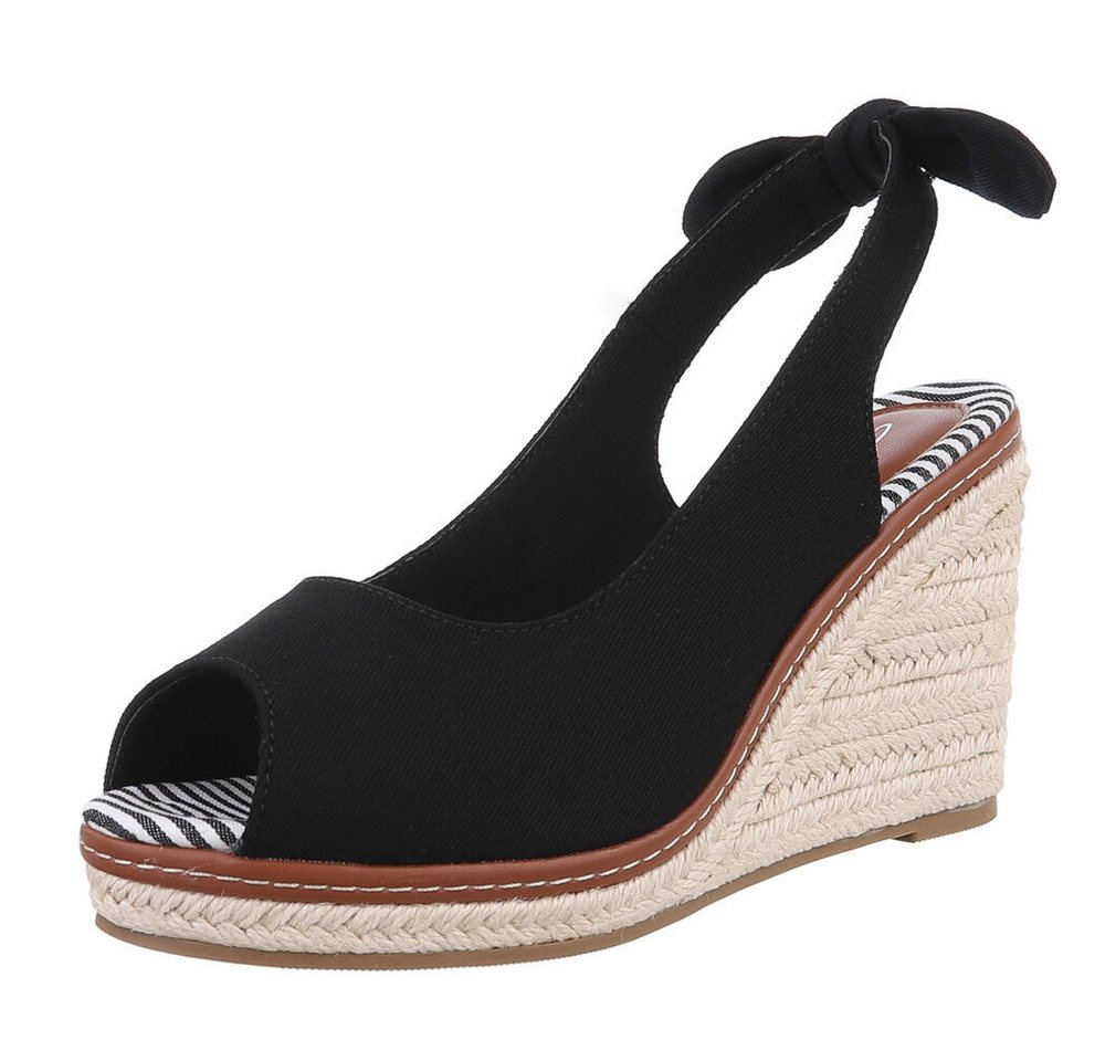 Ital-Design Stylische Wedges mit Komfort und Stil Peeptoepumps (89322677) Keilabsatz/Wedge Keilsandaletten in Schwarz