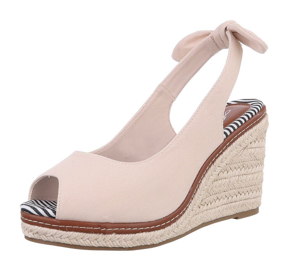 Ital-Design Stylische Wedges mit Komfort und Stil Peeptoepumps (89322685) Keilabsatz/Wedge Keilsandaletten in Beige