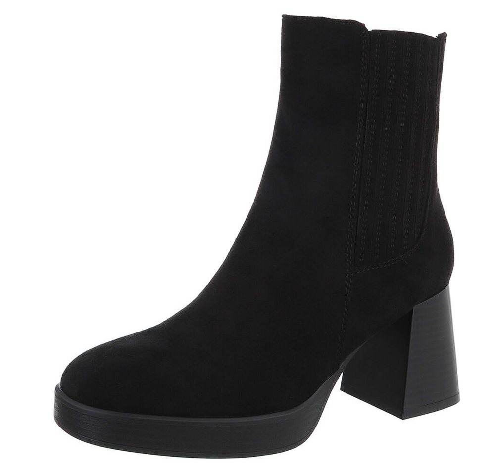 Ital-Design Stylischer Ankle Boot mit Blockabsatz für Damen High-Heel-Stiefelette (90726859) Blockabsatz Stiefeletten in Schwarz