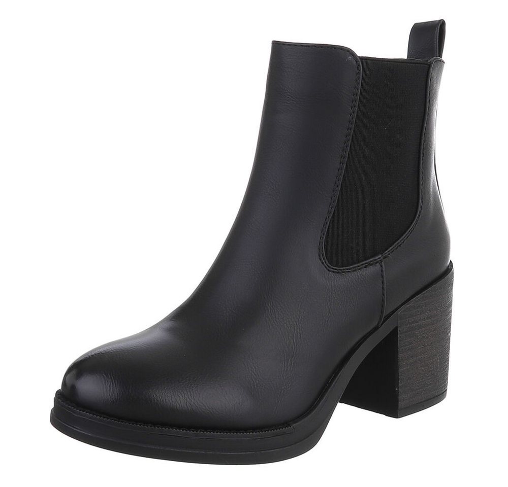 Ital-Design Stylischer Chelsea Boot mit Blockabsatz für Damen High-Heel-Stiefelette (90482617) Blockabsatz Stiefeletten in Schwarz