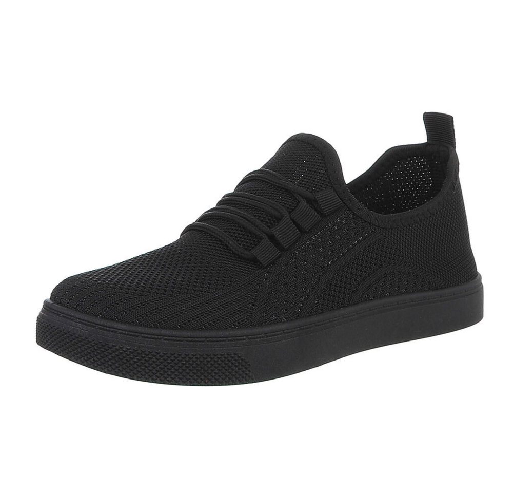 Ital-Design Stylischer Freizeitschuh aus Mesh in Schwarz Sneaker (88843543) Flach Sneakers Low in Schwarz