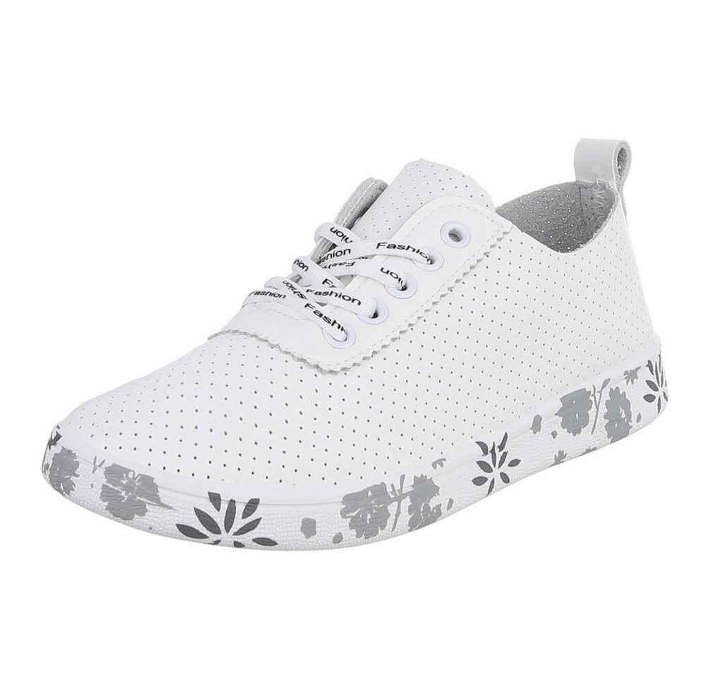 Ital-Design Stylischer Freizeitschuh mit floralem Sohlenrand Sneaker (91554290) Flach Sneakers Low in Weiß
