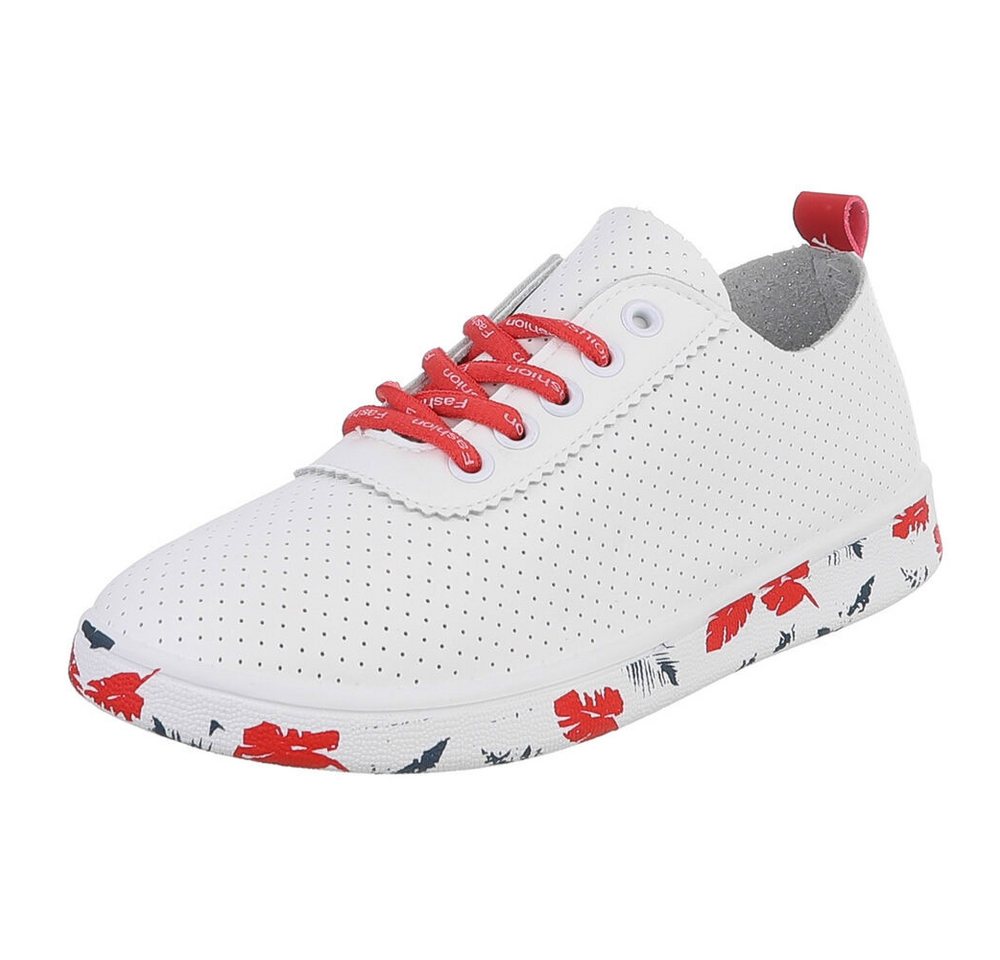 Ital-Design Stylischer Freizeitschuh mit floralem Sohlenrand Sneaker (91554298) Flach Sneakers Low in Weiß