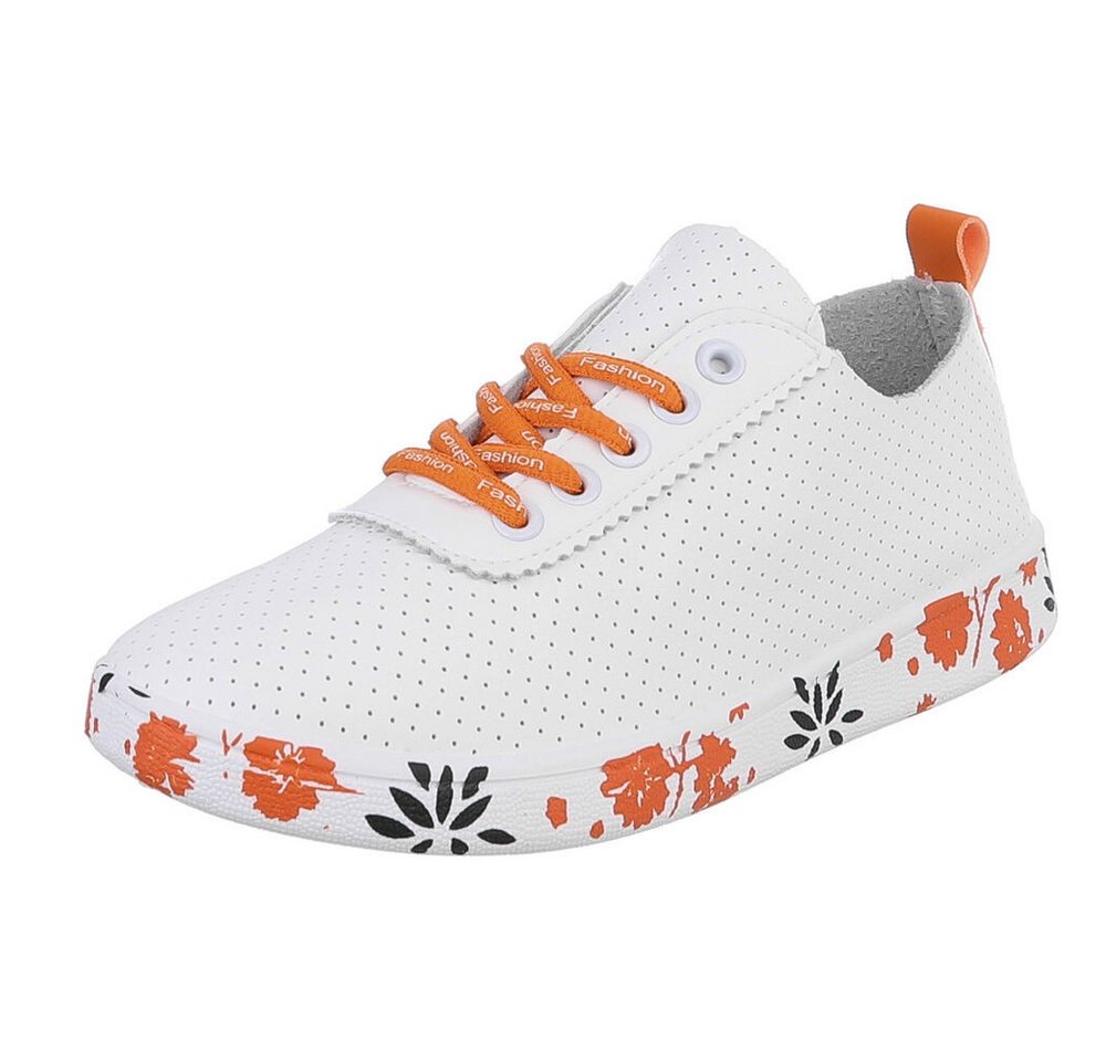 Ital-Design Stylischer Freizeitschuh mit floralem Sohlenrand Sneaker (91554303) Flach Sneakers Low in Weiß