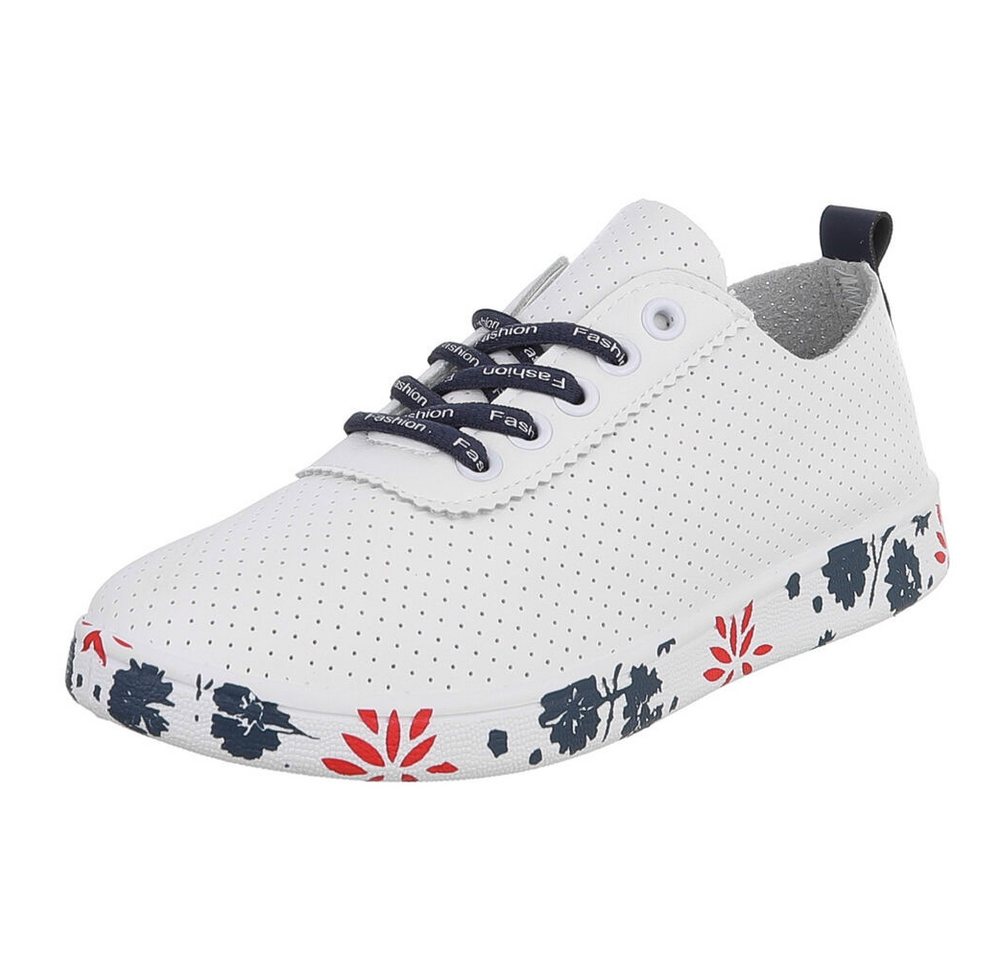 Ital-Design Stylischer Freizeitschuh mit floralem Sohlenrand Sneaker (91554312) Flach Sneakers Low in Weiß
