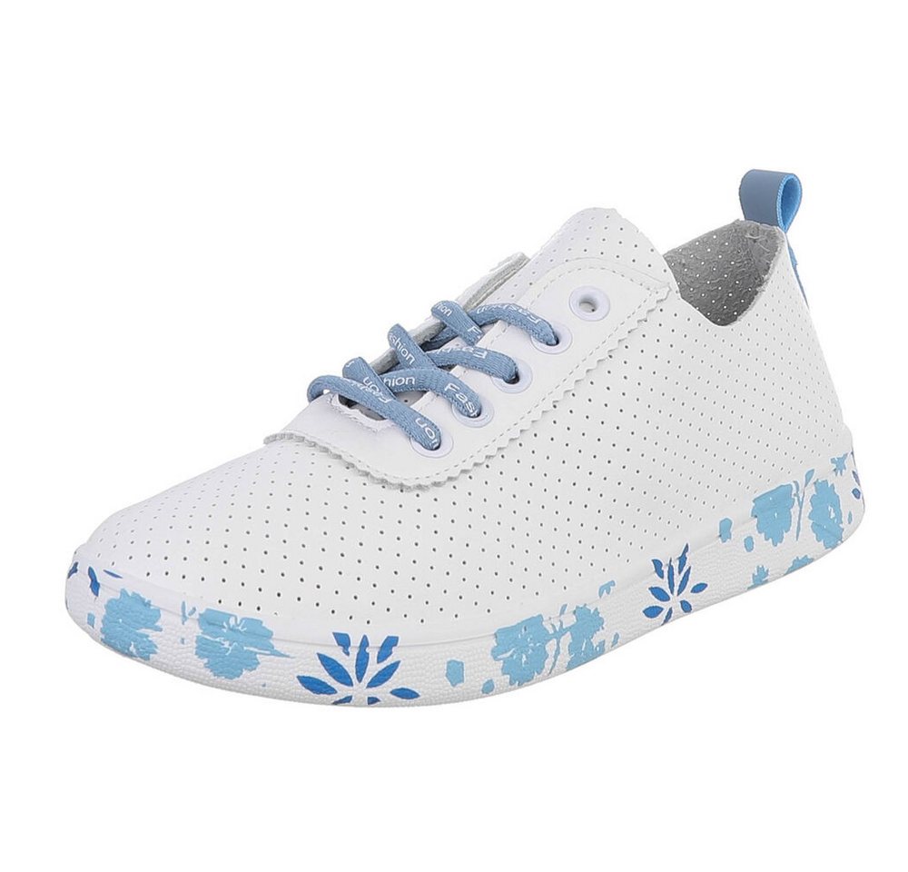 Ital-Design Stylischer Freizeitschuh mit floralem Sohlenrand Sneaker (91554317) Flach Sneakers Low in Weiß