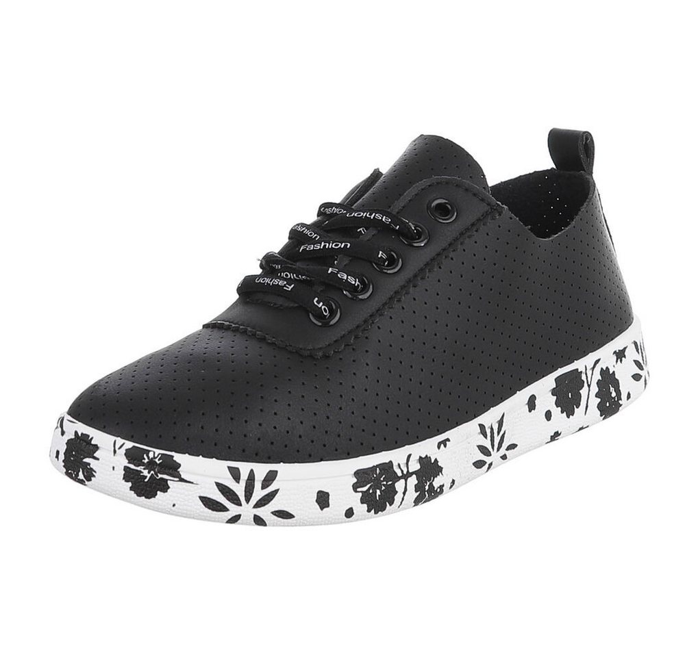 Ital-Design Stylischer Freizeitschuh mit floralem Sohlenrand Sneaker (91554320) Flach Sneakers Low in Schwarz