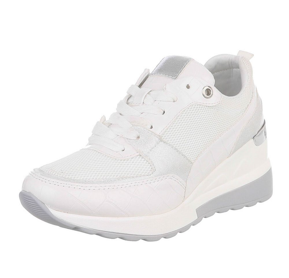 Ital-Design Stylischer Sneaker mit Komfort für Damen im Alltag Sneaker (91512482) Keilabsatz/Wedge Sneakers Low in Weiß