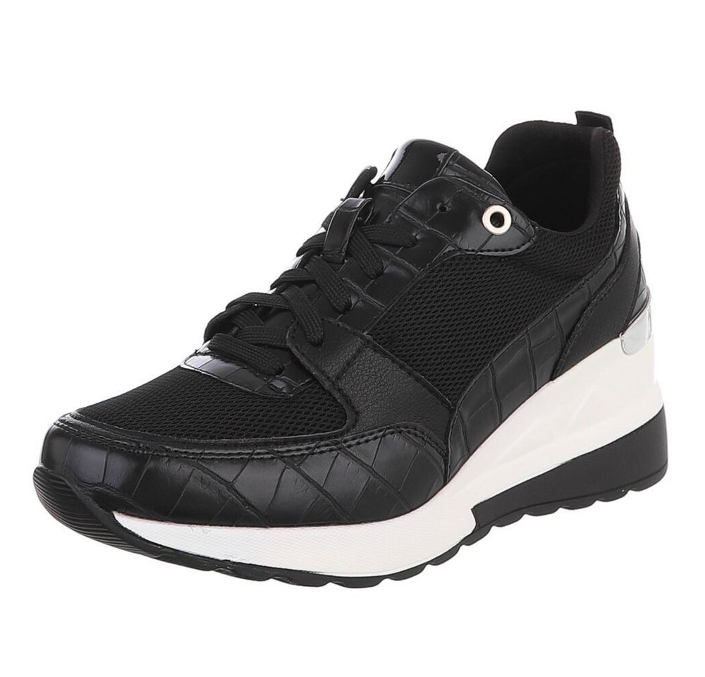 Ital-Design Stylischer Sneaker mit Komfort für Damen im Alltag Sneaker (91512486) Keilabsatz/Wedge Sneakers Low in Schwarz