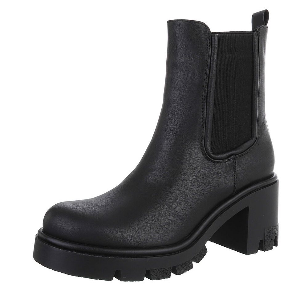Ital-Design Trendige Chelsea-Boots mit Blockabsatz für Damen Plateaustiefelette (90649125) Blockabsatz Stiefeletten in Schwarz