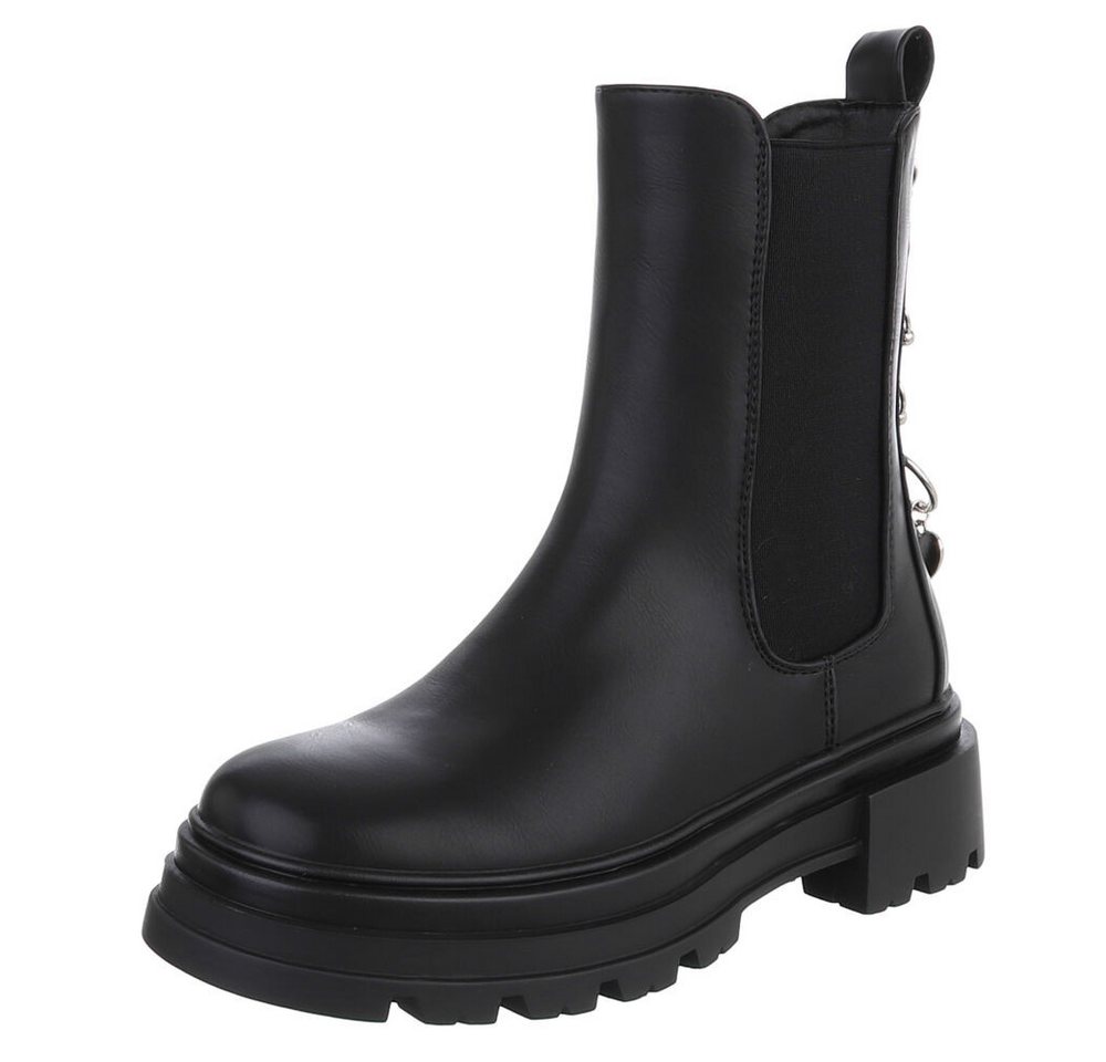 Ital-Design Trendiger Chelsea Boot für Damen – Bequem und Stylisch Plateaustiefelette (90169572) Blockabsatz Stiefeletten in Schwarz