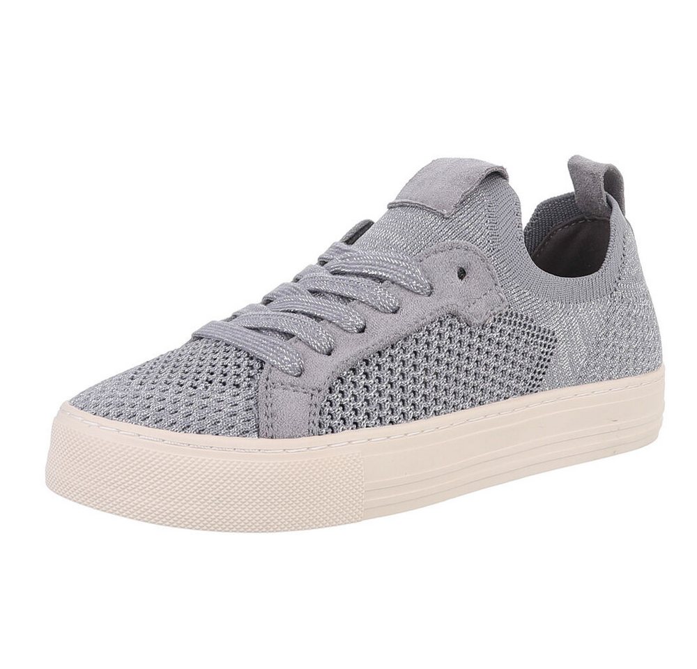 Ital-Design Trendiger Damen Sneaker aus atmungsaktivem Material Sneaker (89852857) Flach Sneakers Low in Silber
