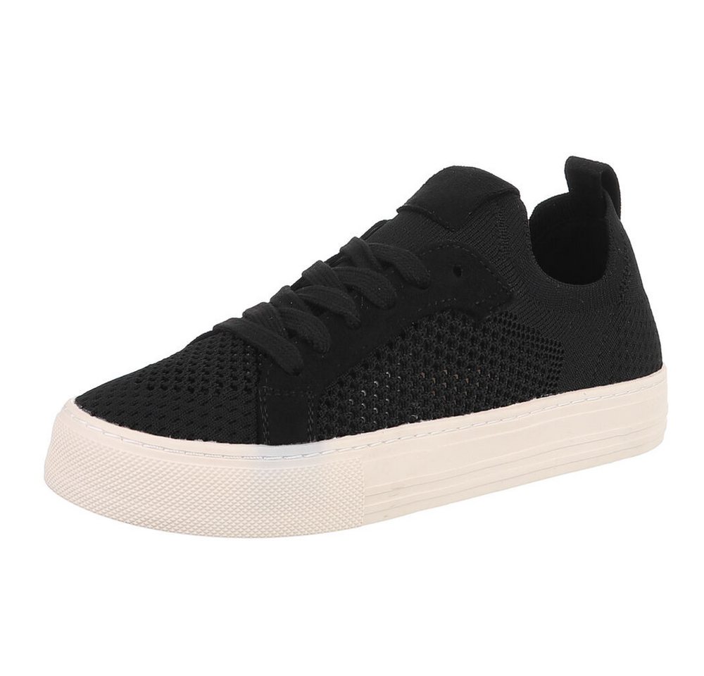 Ital-Design Trendiger Damen Sneaker aus atmungsaktivem Material Sneaker (89852863) Flach Sneakers Low in Schwarz
