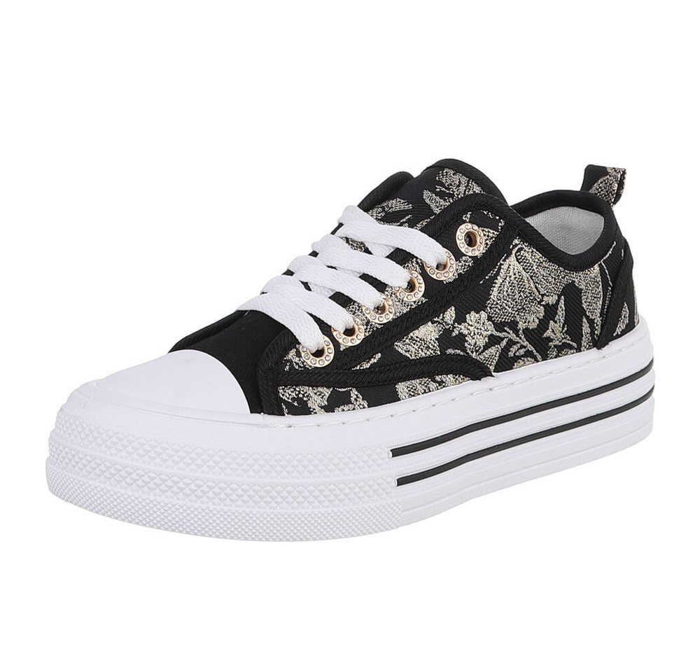 Ital-Design Trendiger Freizeitschuh mit hochwertigem Design für Damen Sneaker (91261148) Flach Sneakers Low in Schwarz