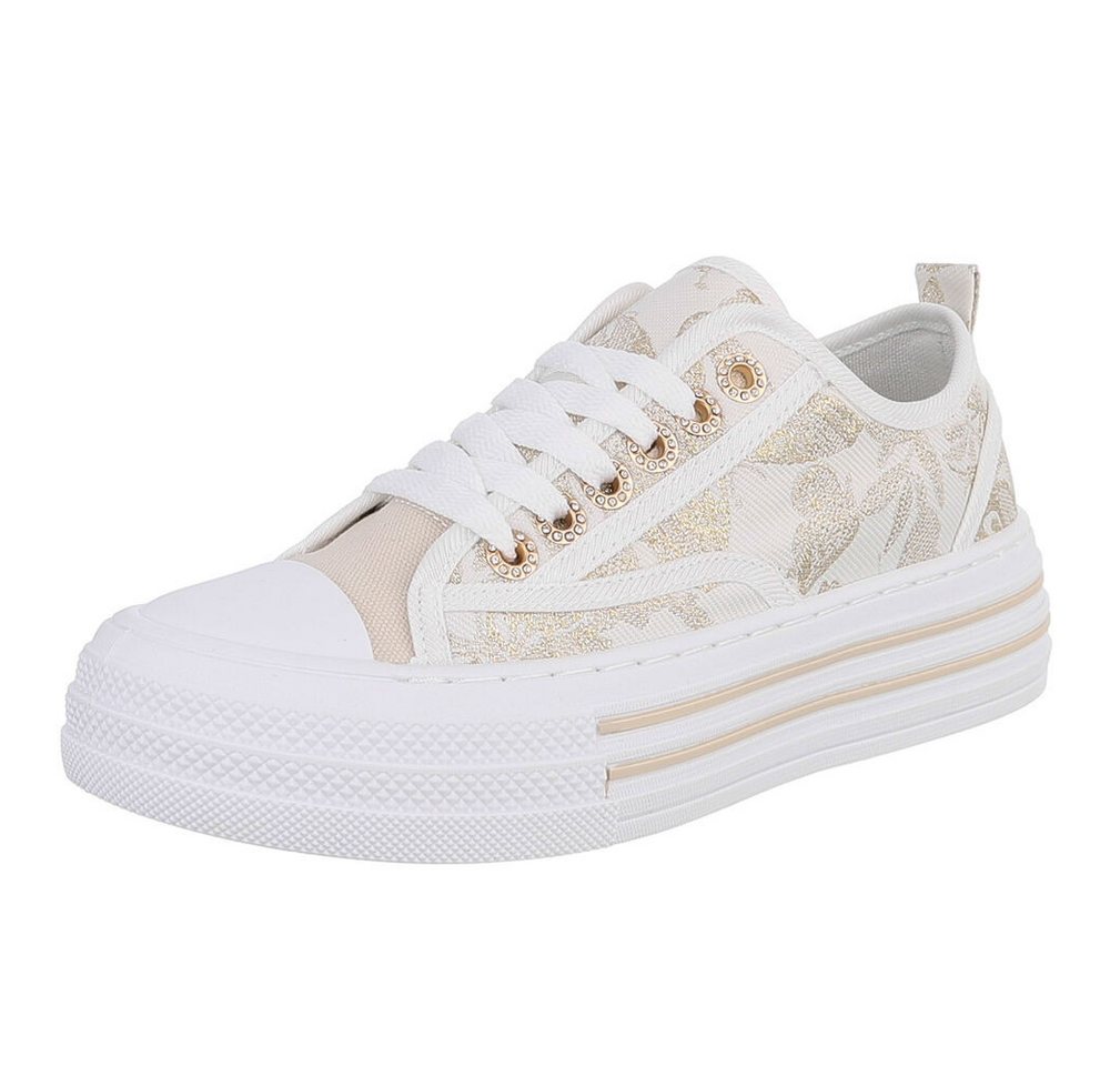 Ital-Design Trendiger Freizeitschuh mit hochwertigem Design für Damen Sneaker (91261156) Flach Sneakers Low in Beige
