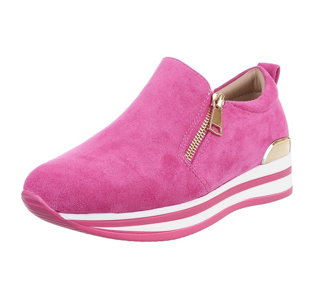 Ital-Design Trendiger Slipper mit exquisite Komfortoptionen Sneaker (89318991) Keilabsatz/Wedge Sneakers Low in Pink