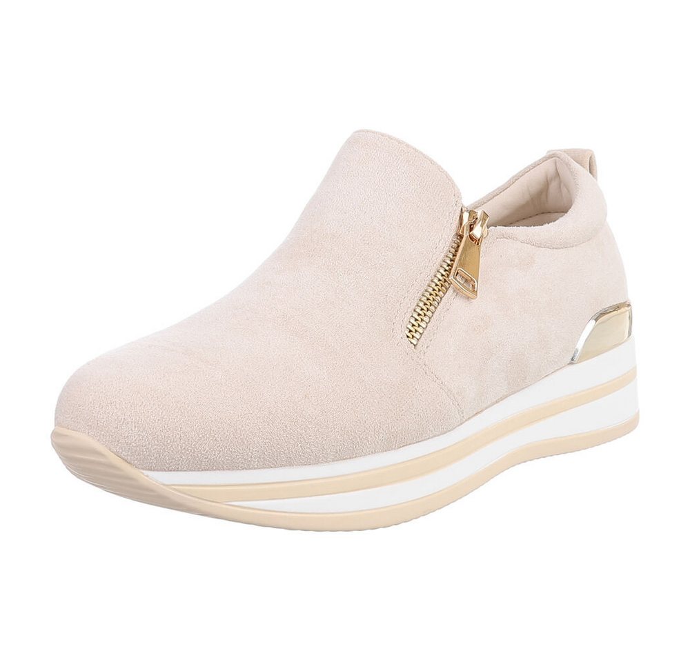 Ital-Design Trendiger Slipper mit exquisite Komfortoptionen Sneaker (89318996) Keilabsatz/Wedge Sneakers Low in Beige
