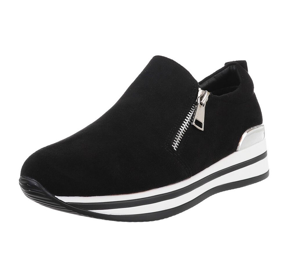 Ital-Design Trendiger Slipper mit exquisite Komfortoptionen Sneaker (89319004) Keilabsatz/Wedge Sneakers Low in Schwarz