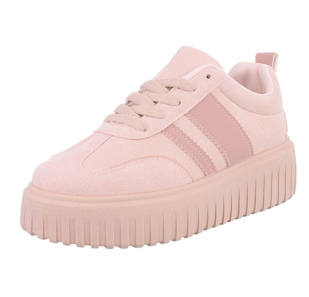 Ital-Design Trendiger Sneaker mit Profilsohle für Damen Sneaker (90457822) Flach Sneakers Low in Altrosa