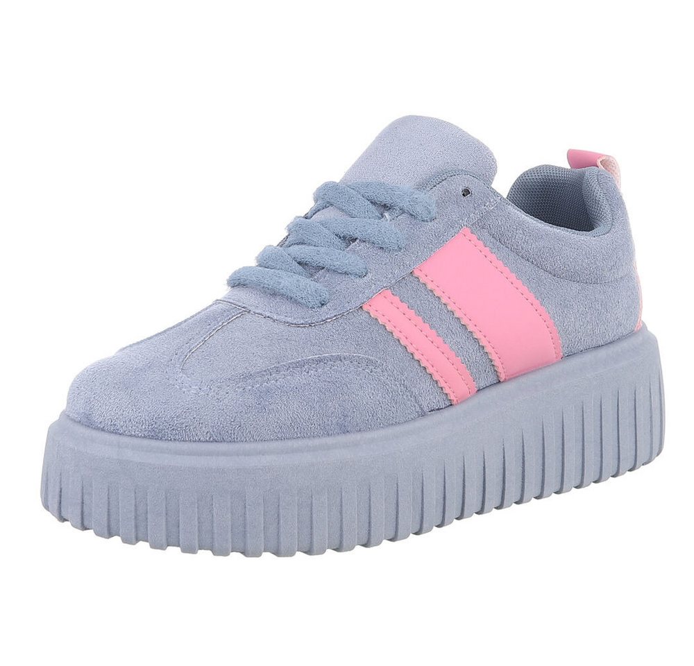 Ital-Design Trendiger Sneaker mit Profilsohle für Damen Sneaker (90457834) Flach Sneakers Low in Blau