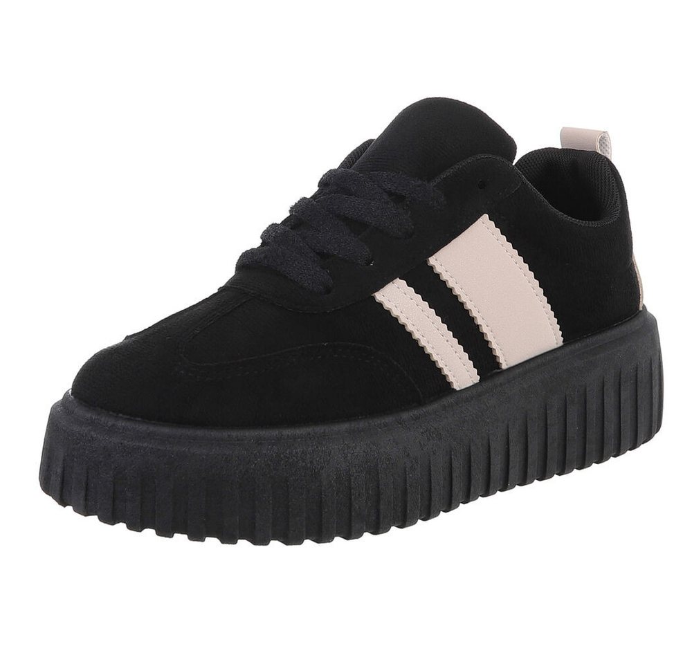 Ital-Design Trendiger Sneaker mit Profilsohle für Damen Sneaker (90457839) Flach Sneakers Low in Schwarz