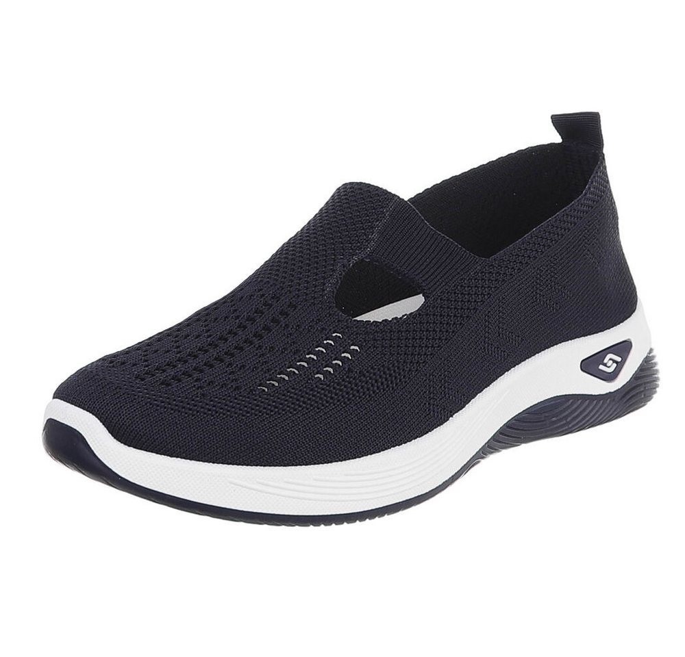 Ital-Design Trendy Damen Freizeit- und Alltagsschuh mit Komfort Slipper (91554336) Keilabsatz/Wedge Slipper in Dunkelblau
