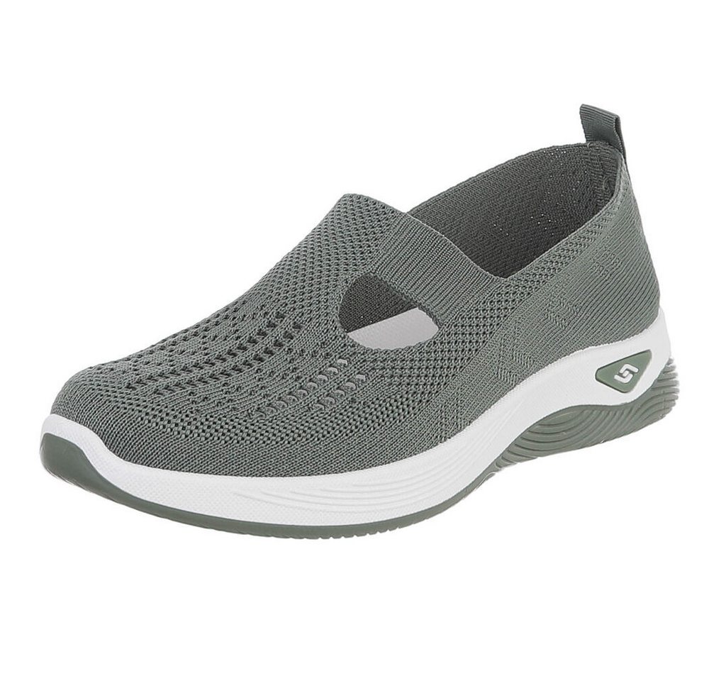 Ital-Design Trendy Damen Freizeit- und Alltagsschuh mit Komfort Slipper (91554342) Keilabsatz/Wedge Slipper in Grün
