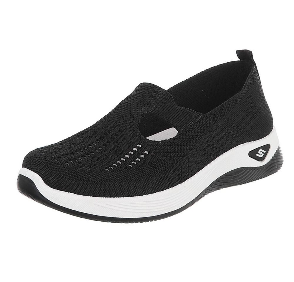Ital-Design Trendy Damen Freizeit- und Alltagsschuh mit Komfort Slipper (91554348) Keilabsatz/Wedge Slipper in Schwarz