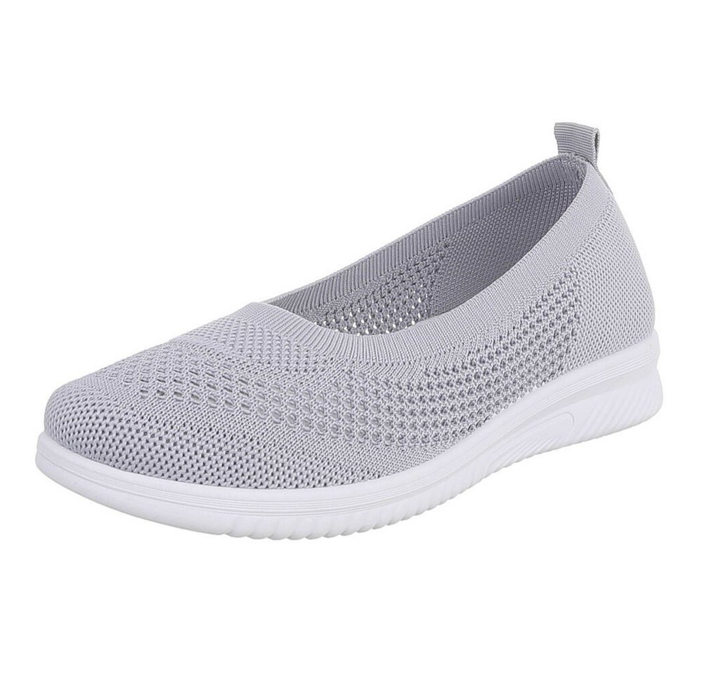 Ital-Design Trendy Damen Freizeit- und Alltagsschuh mit Komfort Slipper (91554356) Keilabsatz/Wedge Mokassins in Grau