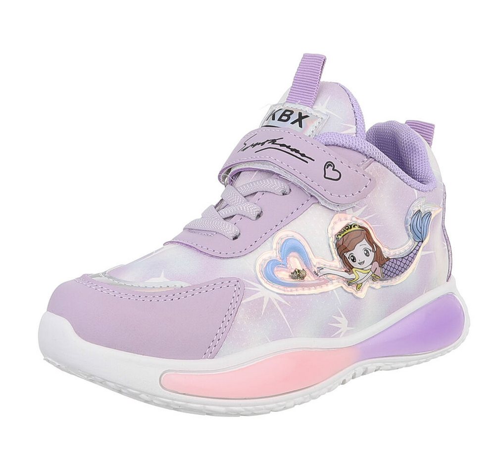 Ital-Design Trendy Kinderschuh mit Klettverschluss für Freizeitaktivitäten Sneaker (89545317) Flach Freizeitschuhe in Lila