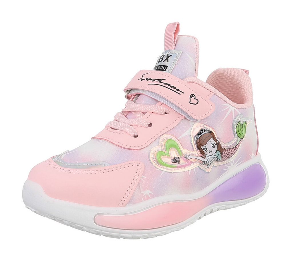 Ital-Design Trendy Kinderschuh mit Klettverschluss für Freizeitaktivitäten Sneaker (89545320) Flach Freizeitschuhe in Rosa