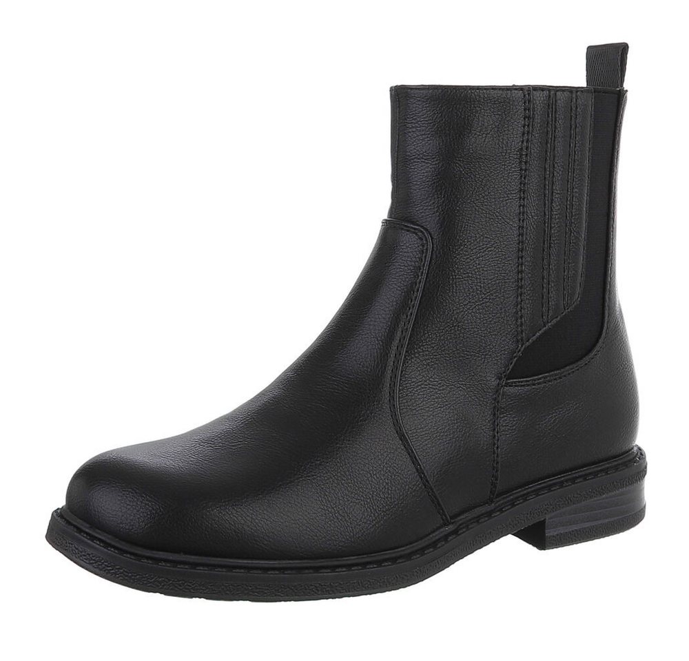 Ital-Design Vielseitige Damen Stiefel mit elastischen Einsätzen Stiefelette (90649032) Blockabsatz Chelsea Boots in Schwarz