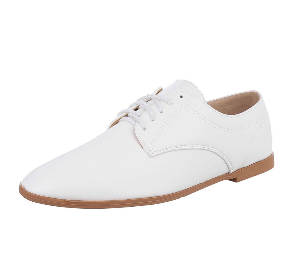 Ital-Design Vielseitige Elegante Schuhe für jeden Anlass Schnürschuh (89092072) Blockabsatz Schnürer in Weiß