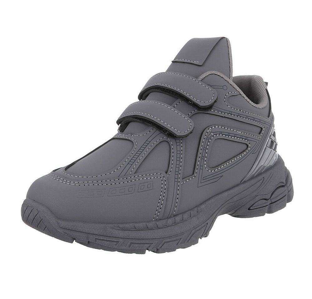 Ital-Design Vielseitige Kinderschuhe mit Klettverschluss für Alltag Sneaker (89545379) Flach Freizeitschuhe in Grau